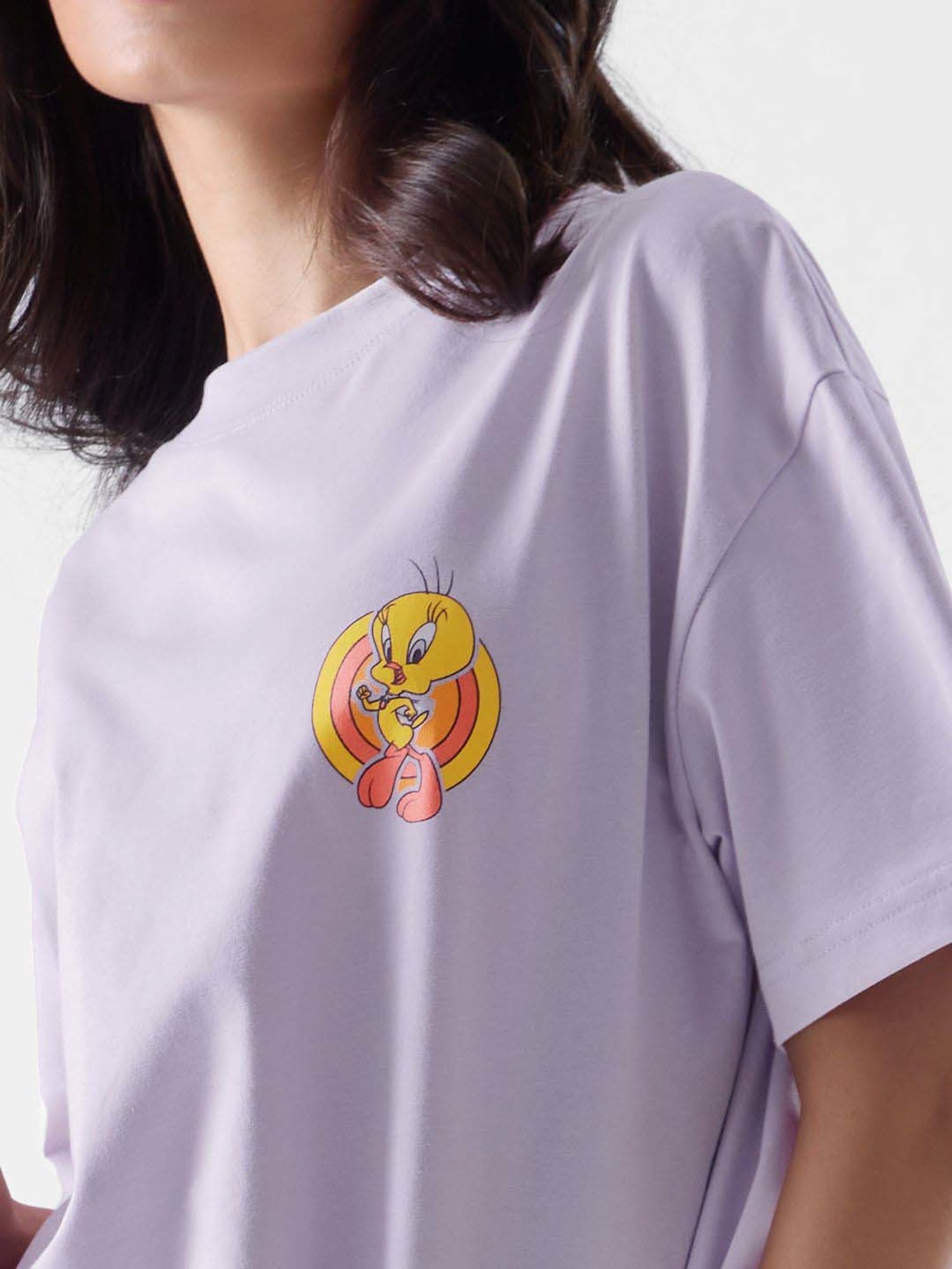 The Souled Store Purple Cotton Printed T-Shirt