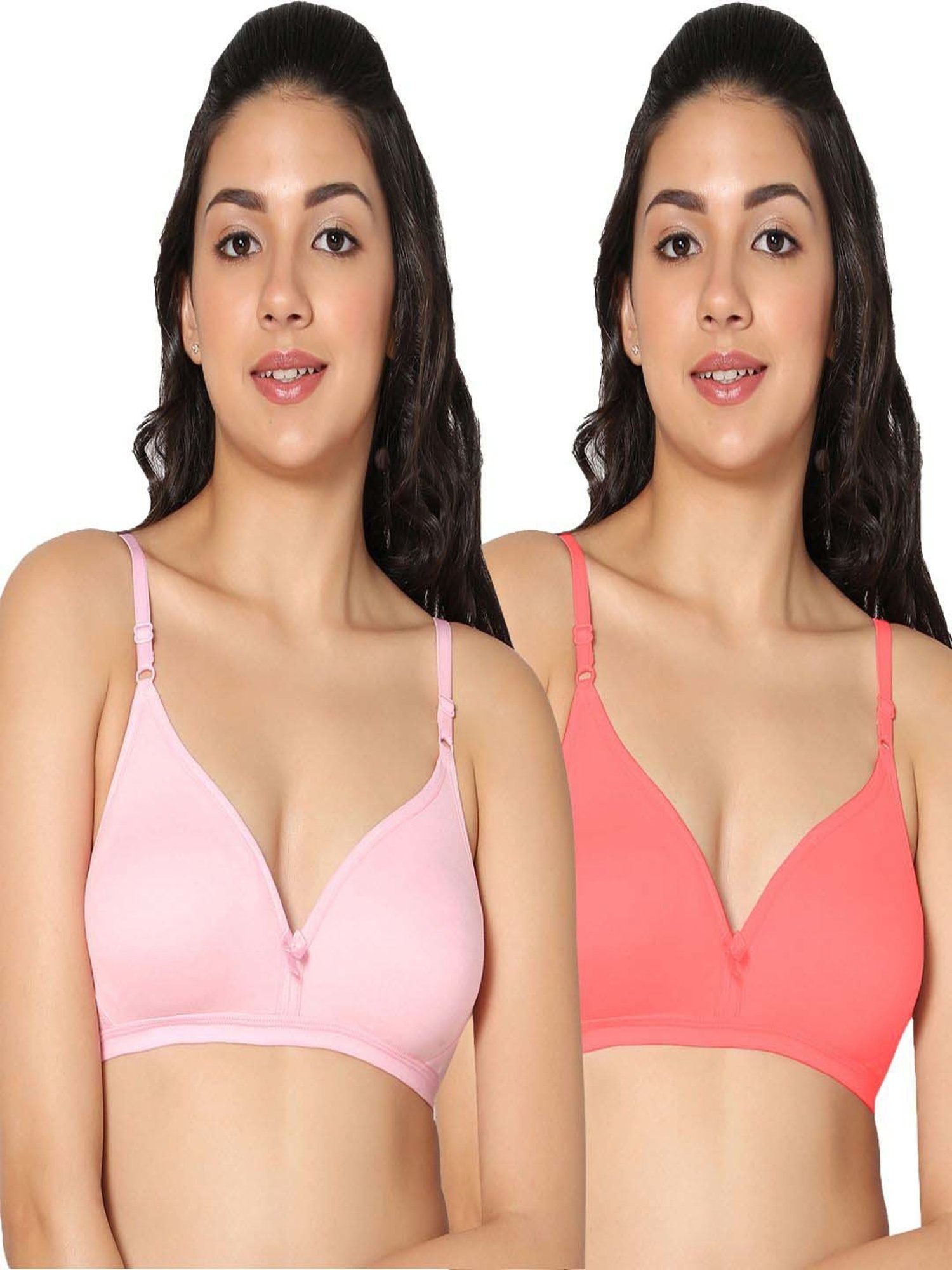 IN CARE Pink & Red Cotton T-Shirt Bras - Pack Of 2