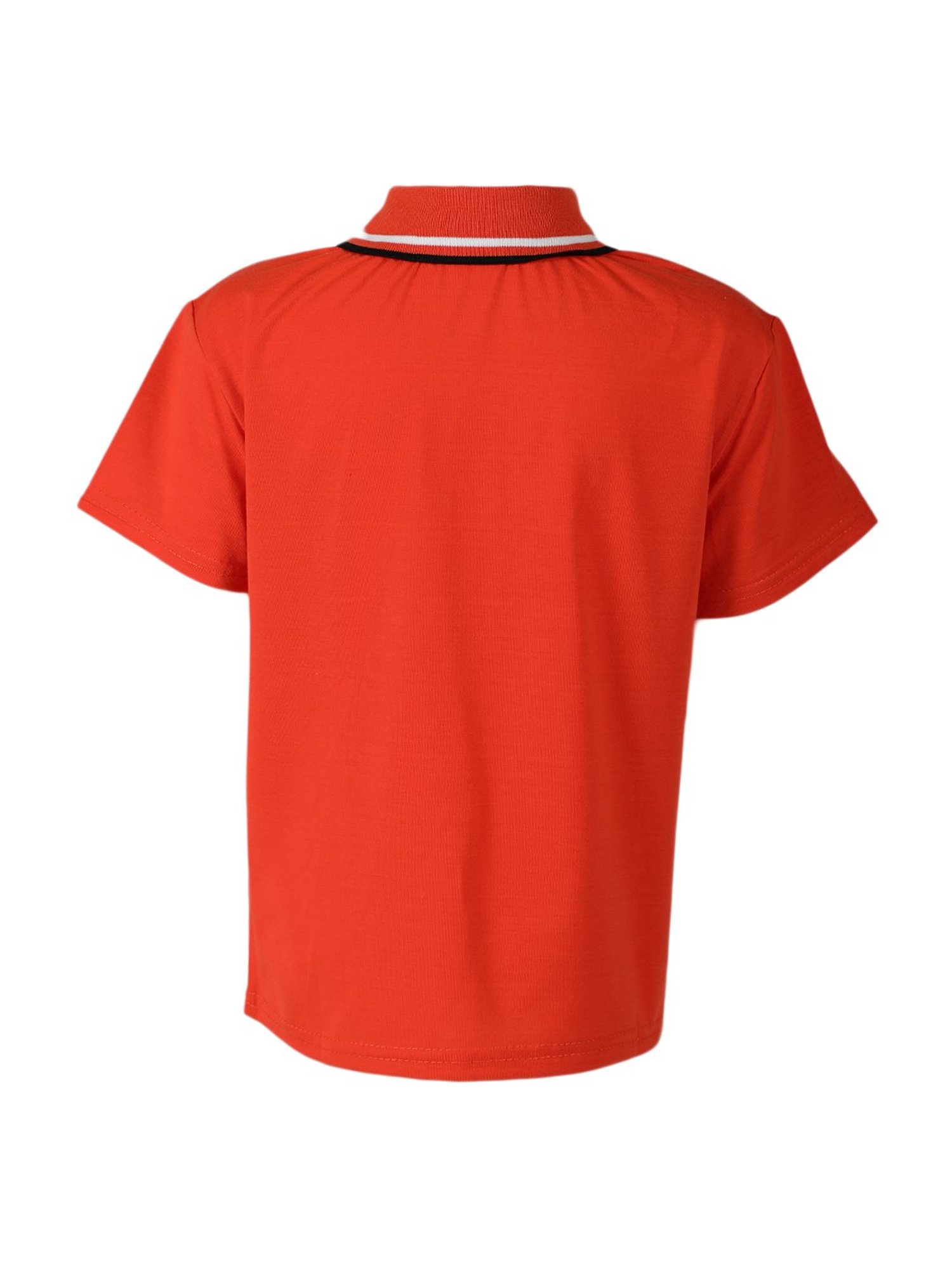 Passion Petals Kids Orange Cotton Printed Polo T-Shirt