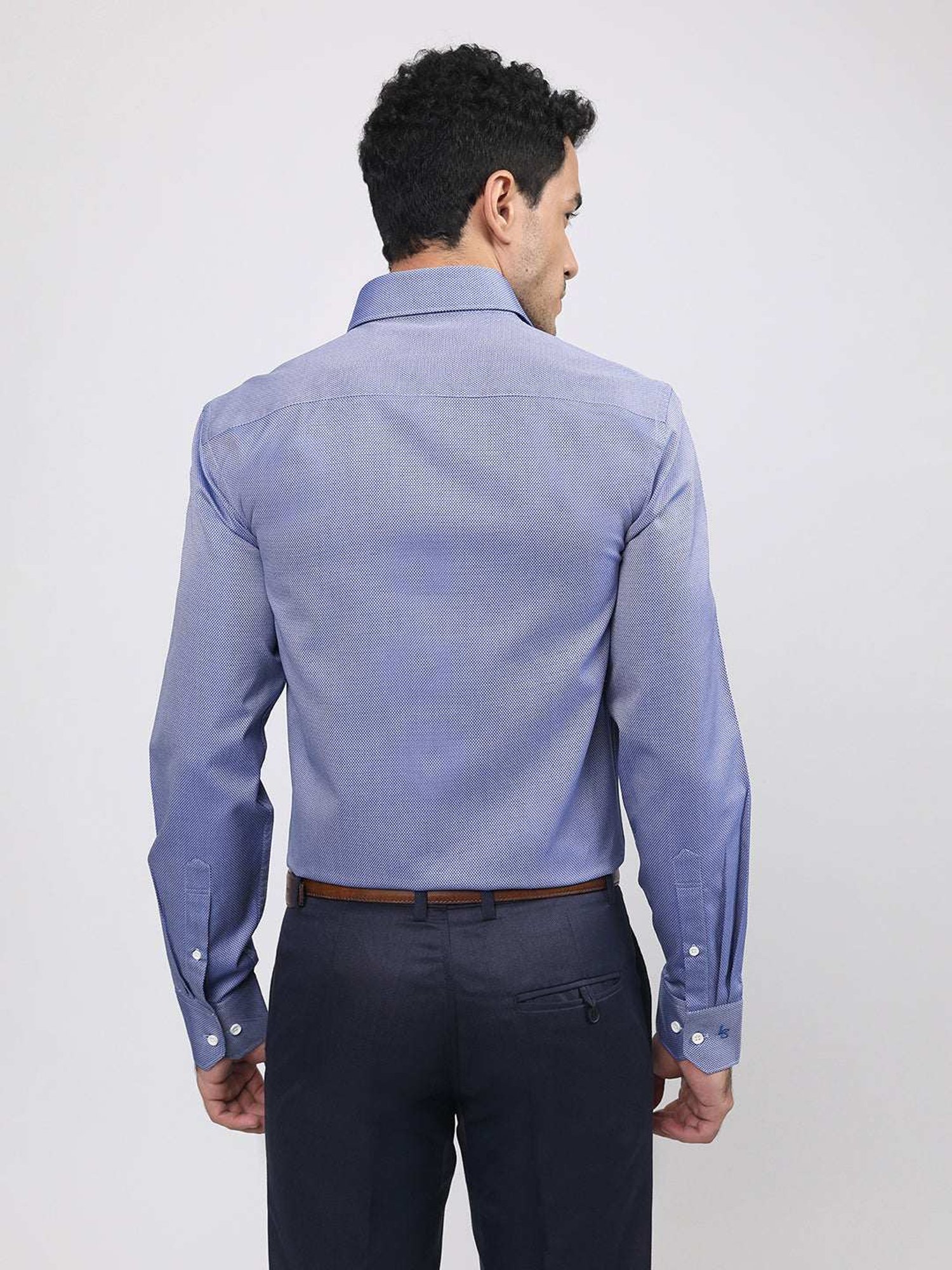 Louis Stitch Blue Cotton Regular Fit Texture Shirt