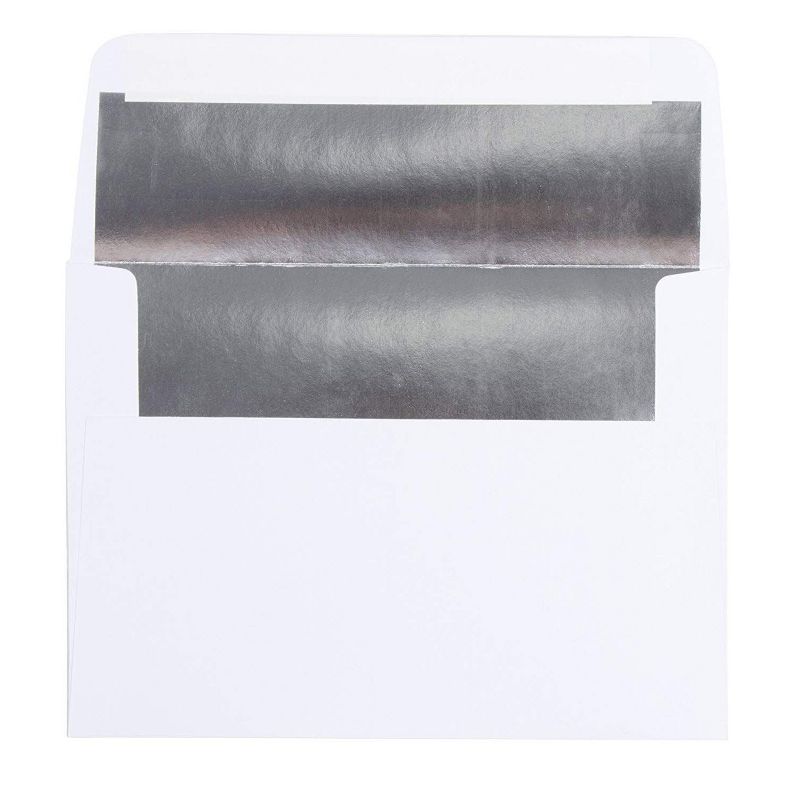 Best Paper Greetings 50-Pack A7 Silver Foil Lined Flap Envelopes for Wedding, Graduation (7 x 5 in)