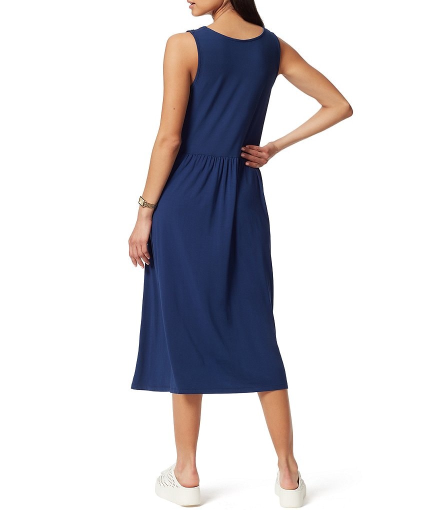 Anne Klein Sport Carlita Jewel Neck Sleeveless Midi Shift Tank Dress