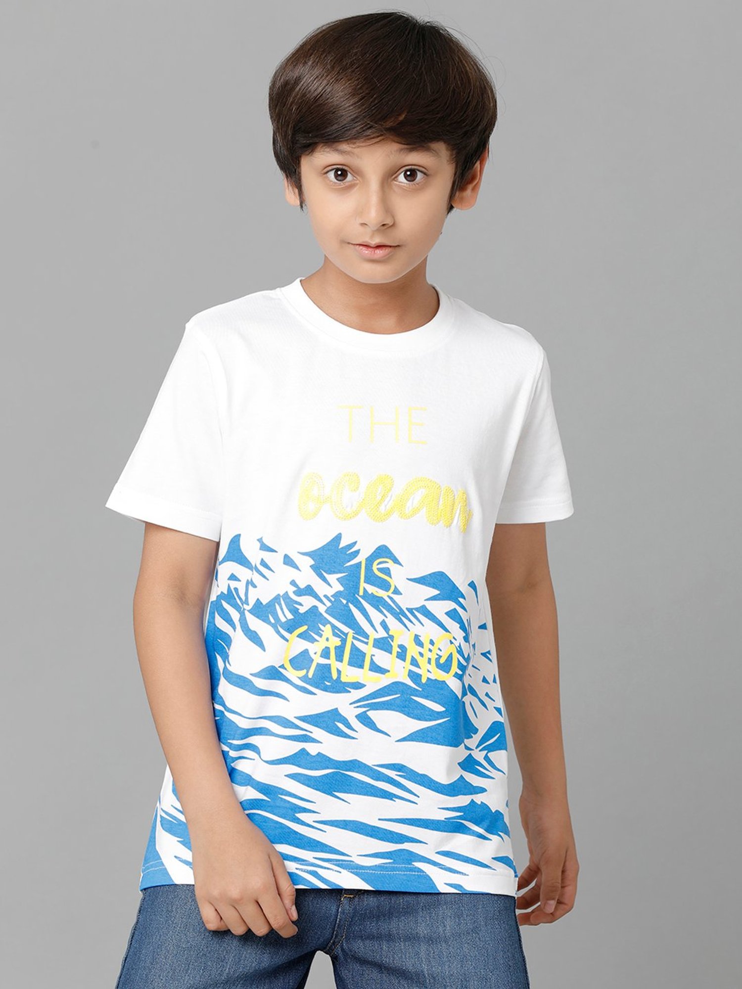 Under Fourteen Only Kids White Printed T-Shirt