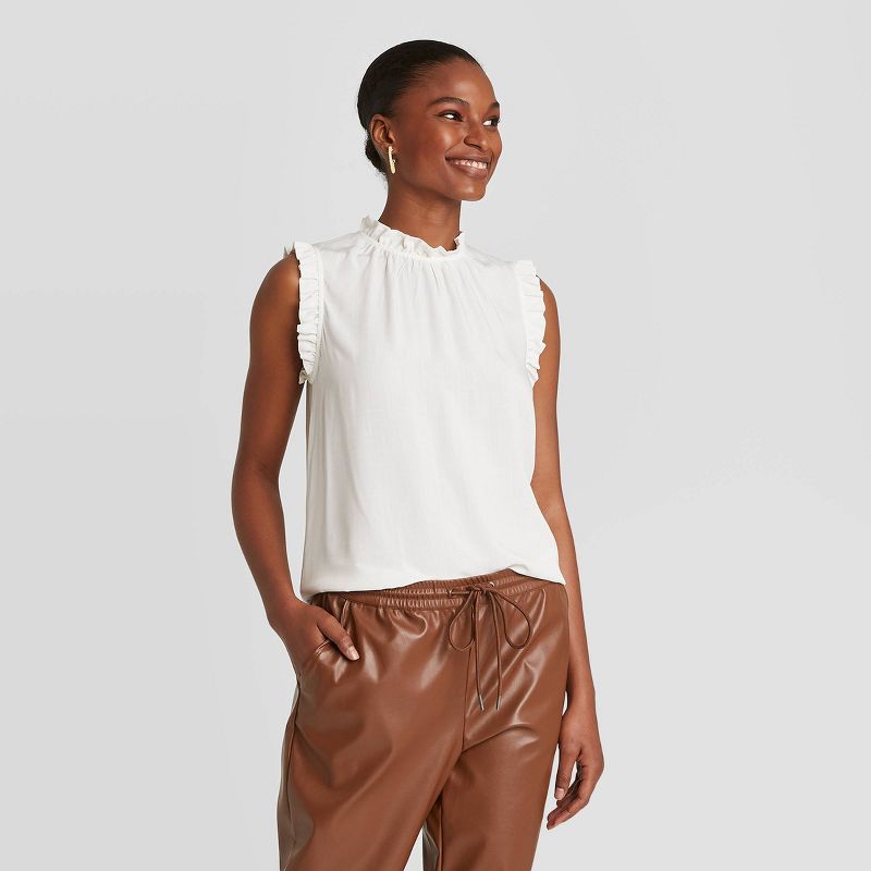 Women's Sleeveless Blouse - A New Day™ Off-White XXL