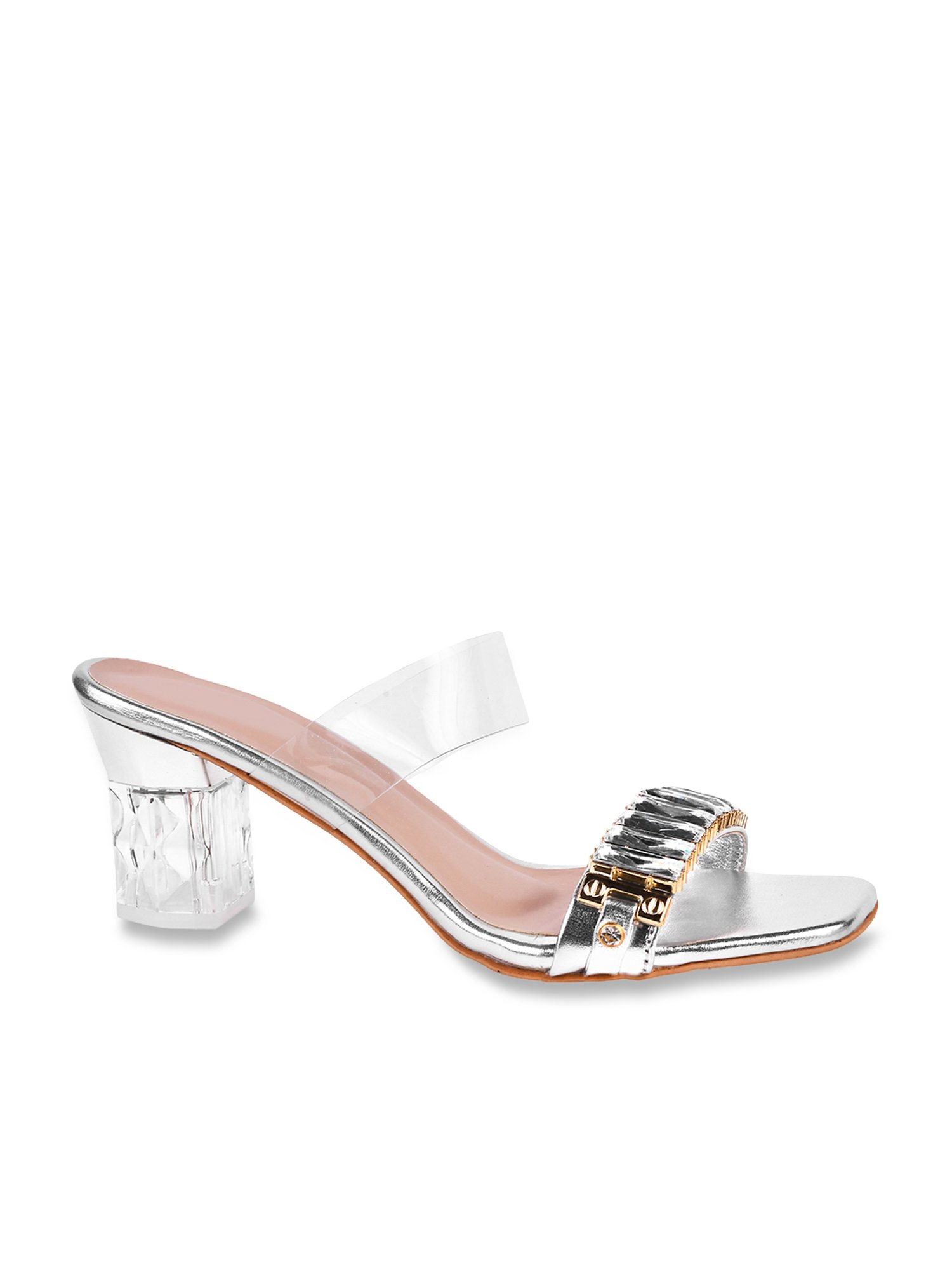 The White Pole Women's Silver Casual Sandals