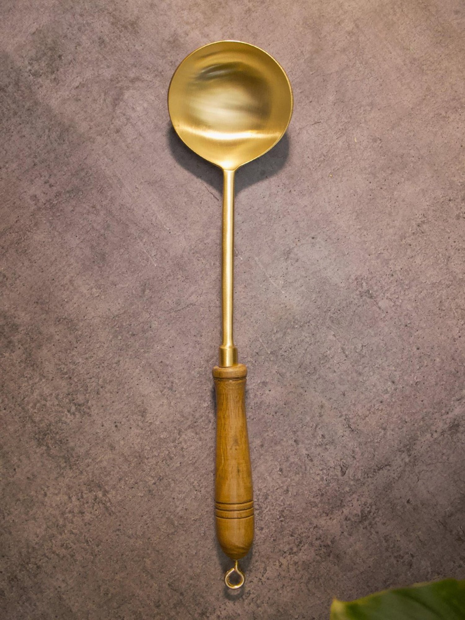 Ambi Heavy Brass Cooking Laddles / Karchi - Set Of Five - Matt Finish