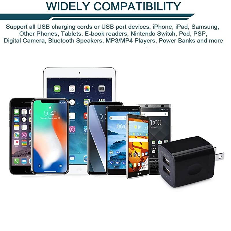 2 Port Charging Box  6Pack USB Charger Plug Block Fast Charging Brick Compatible with iPhone 77 PlusiPhone 66plus Samsung Galaxy S7S6 Sony Motorola HTC LG Android Tablets and More
