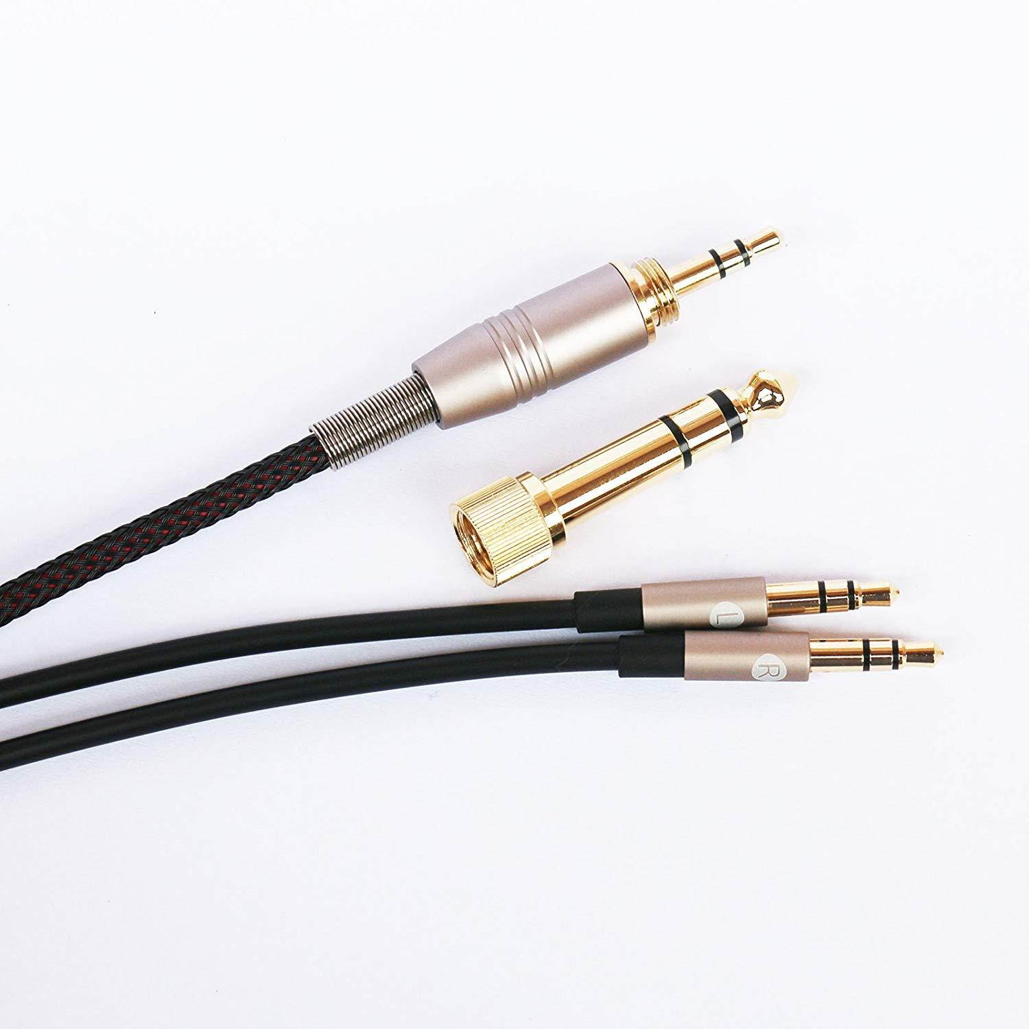 NEW NEOMUSICIA Replacement Cable Compatible with Hifiman HE4XX, HE-400i (The Latest Version with Both 3.5mm Plug) Headphones 3.5mm & 6.35mm to Dual 3.5mm Jack Male Cord 2m/6.6ft