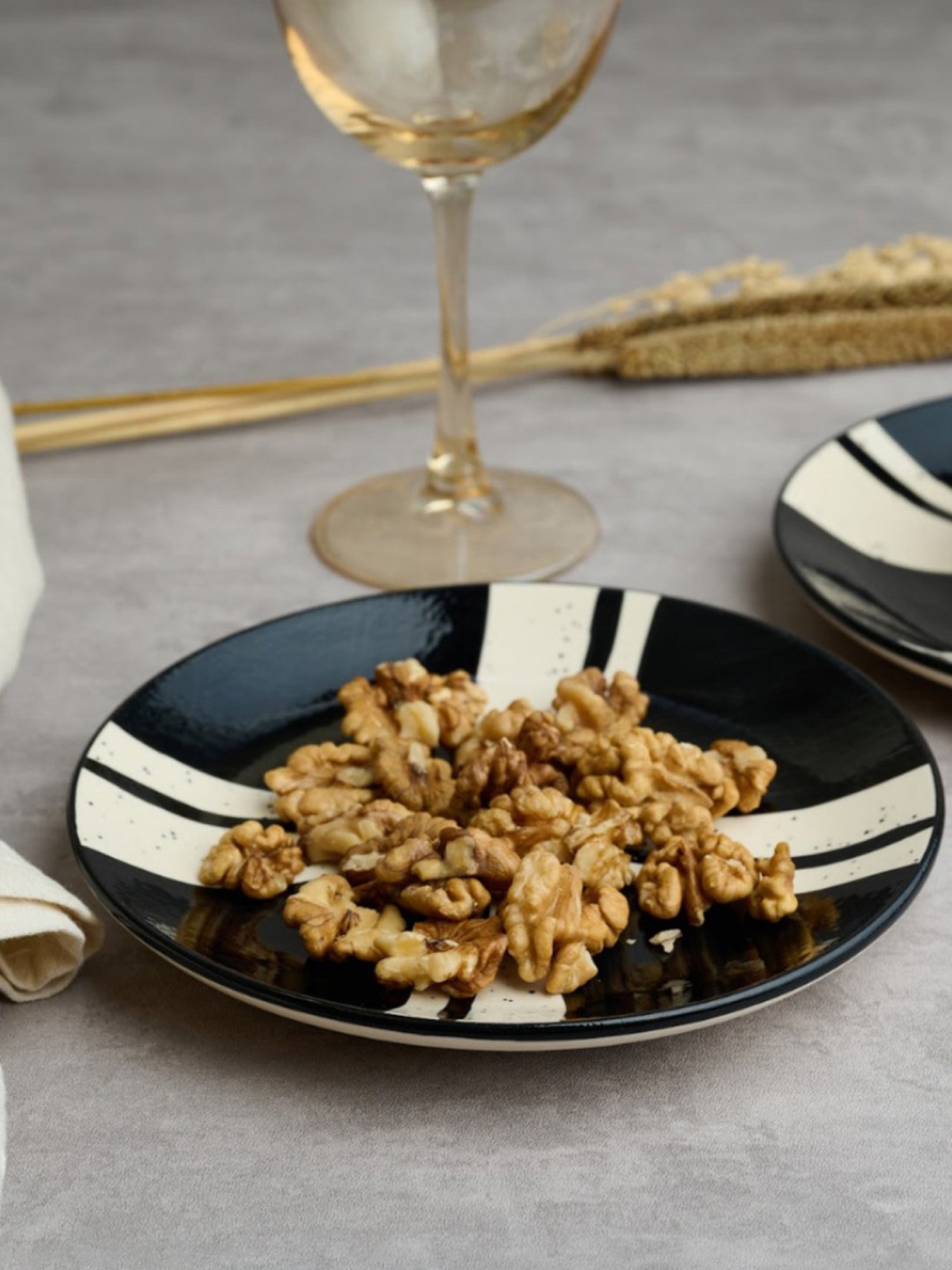 BlackCarrot Black & White Ceramic Snack Plates - Set of 2