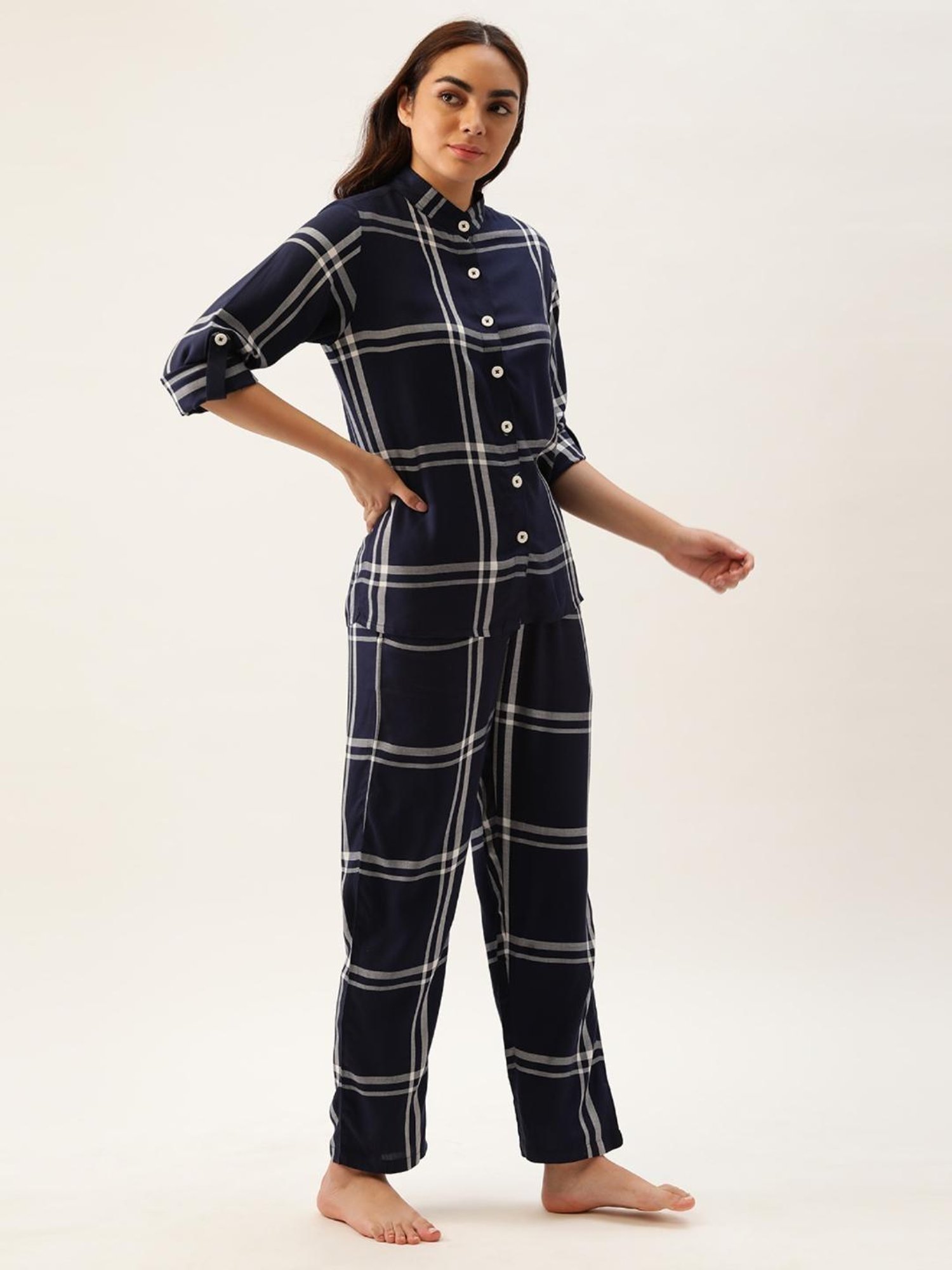 Clt.s Navy Checks Pajama Set