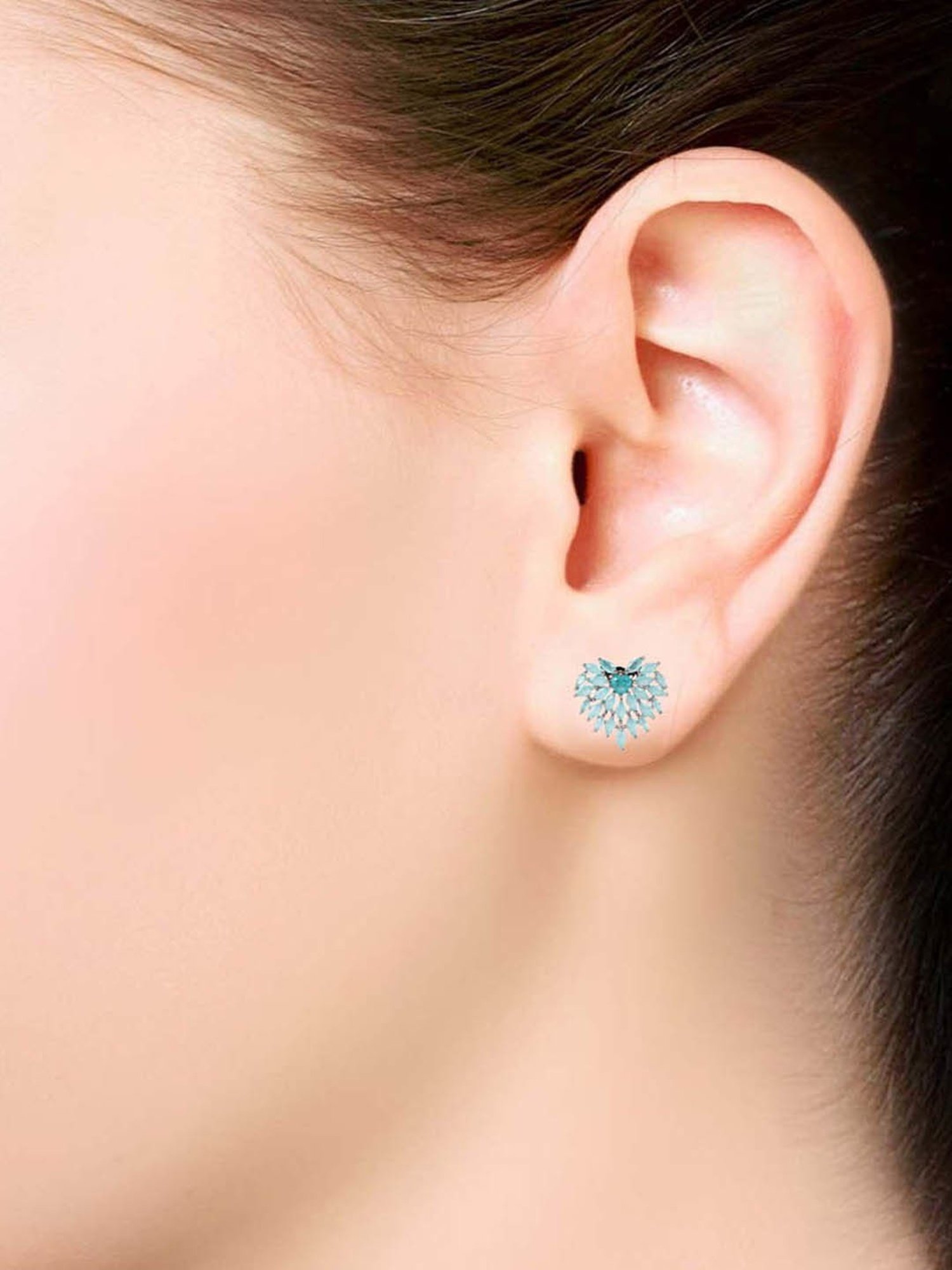 The Real Effect London 800 Silver Heart Earrings for Women