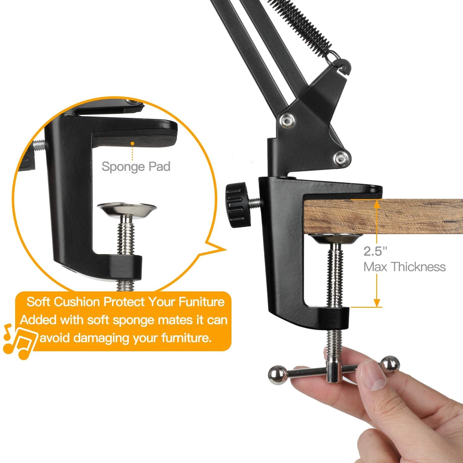 Microphone Suspension Scissor Boom Bracket Stand with Pop Filter and Mic Holder, 5/8&rdquo;Screw for Blue Yeti, Snowball, Spark, Yeti x and All Other Microphones