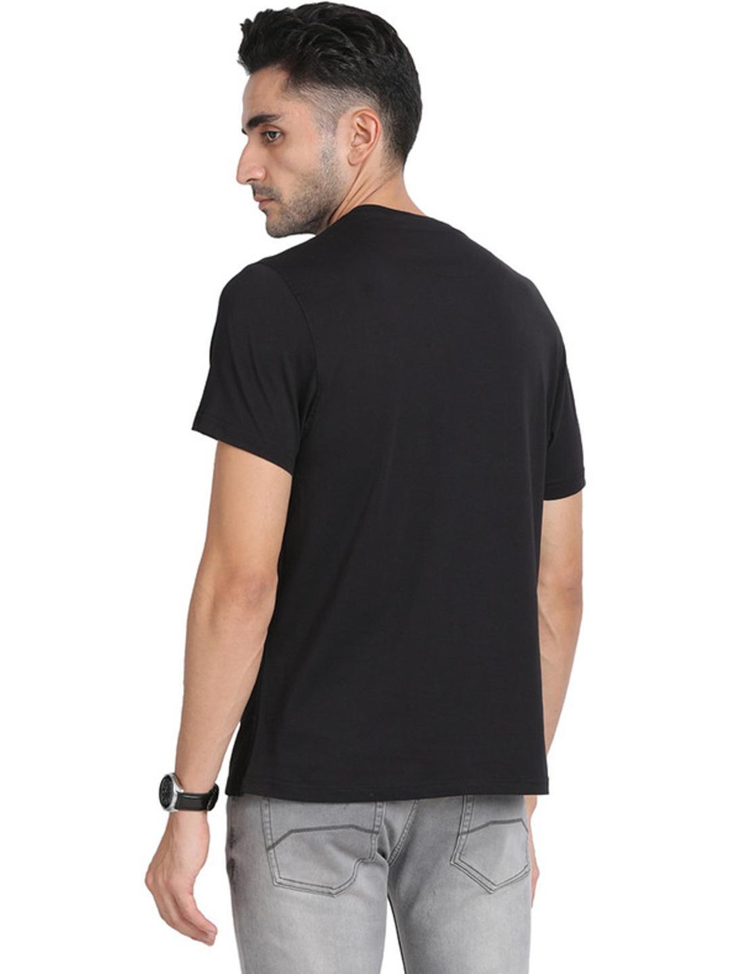 Turtle Black Slim Fit Printed T-Shirts