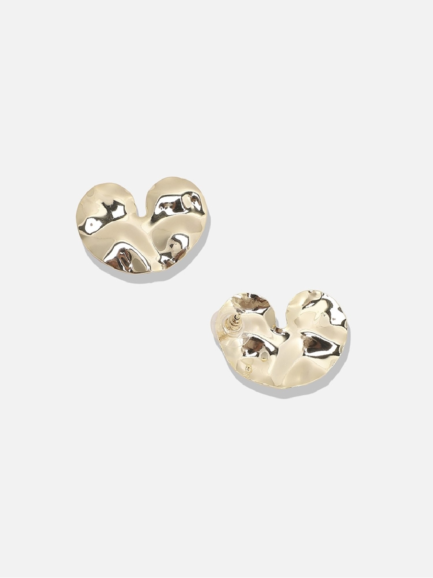 Sohi Women's Textured Heart Stud Earrings  Gold