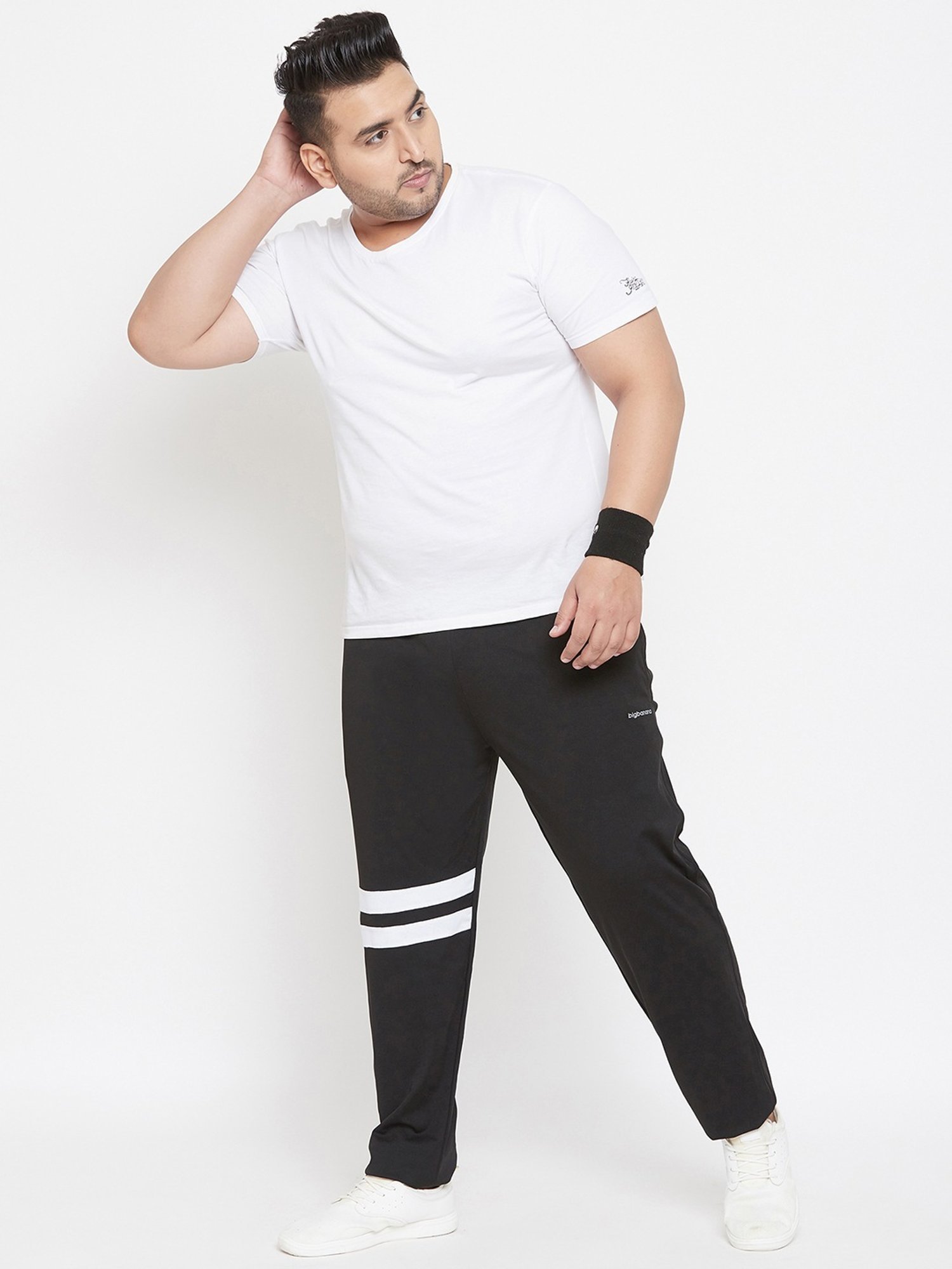 Bigbanana Black Regular Fit Colour Block Trackpants