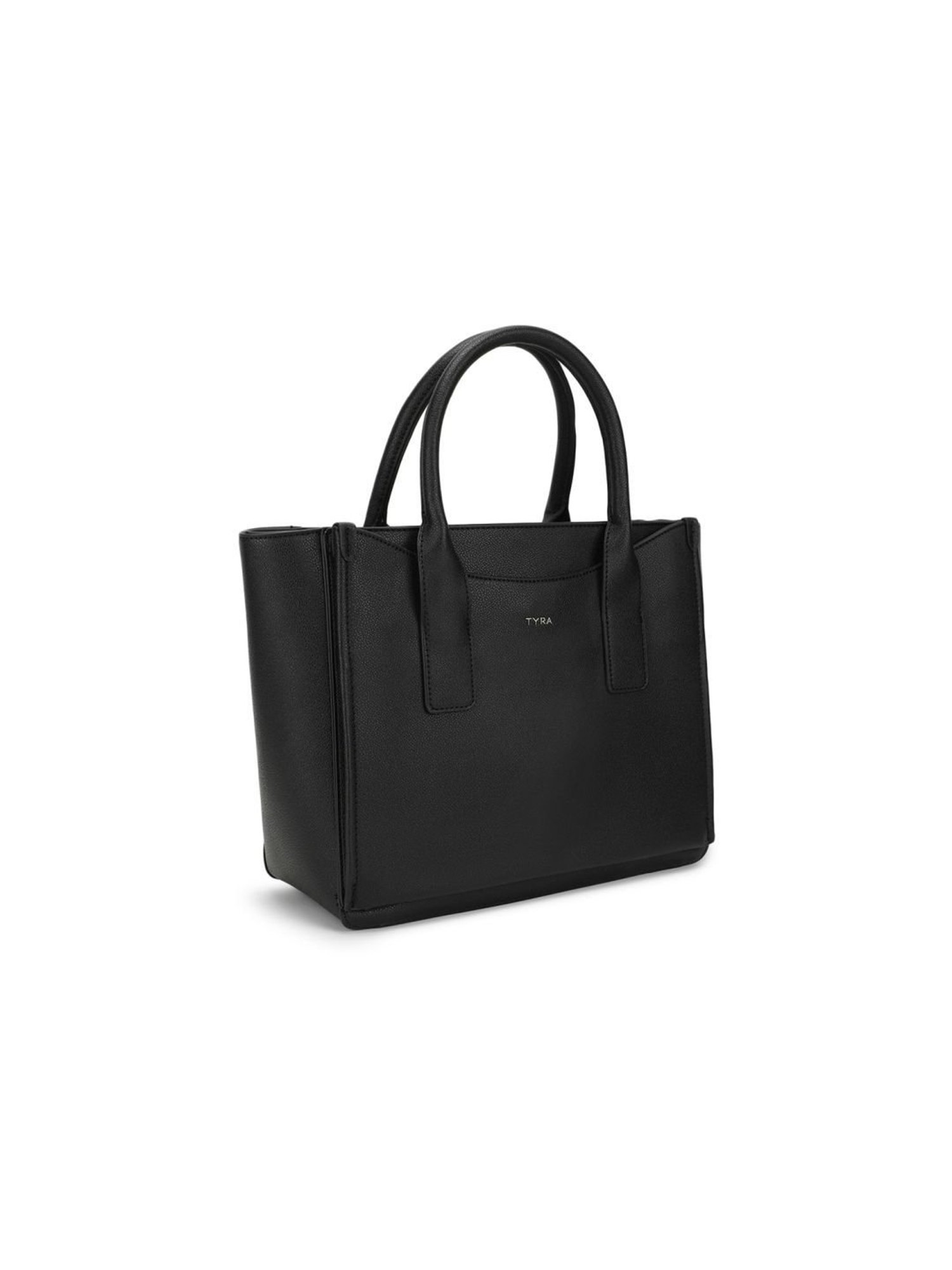 Tyra Eslia Black Solid Faux Leather Tote Handbag