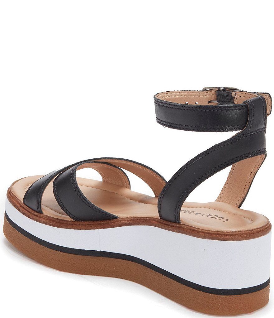 Lucky Brand Tarhi Leather Ankle Strap Wedge Sandals