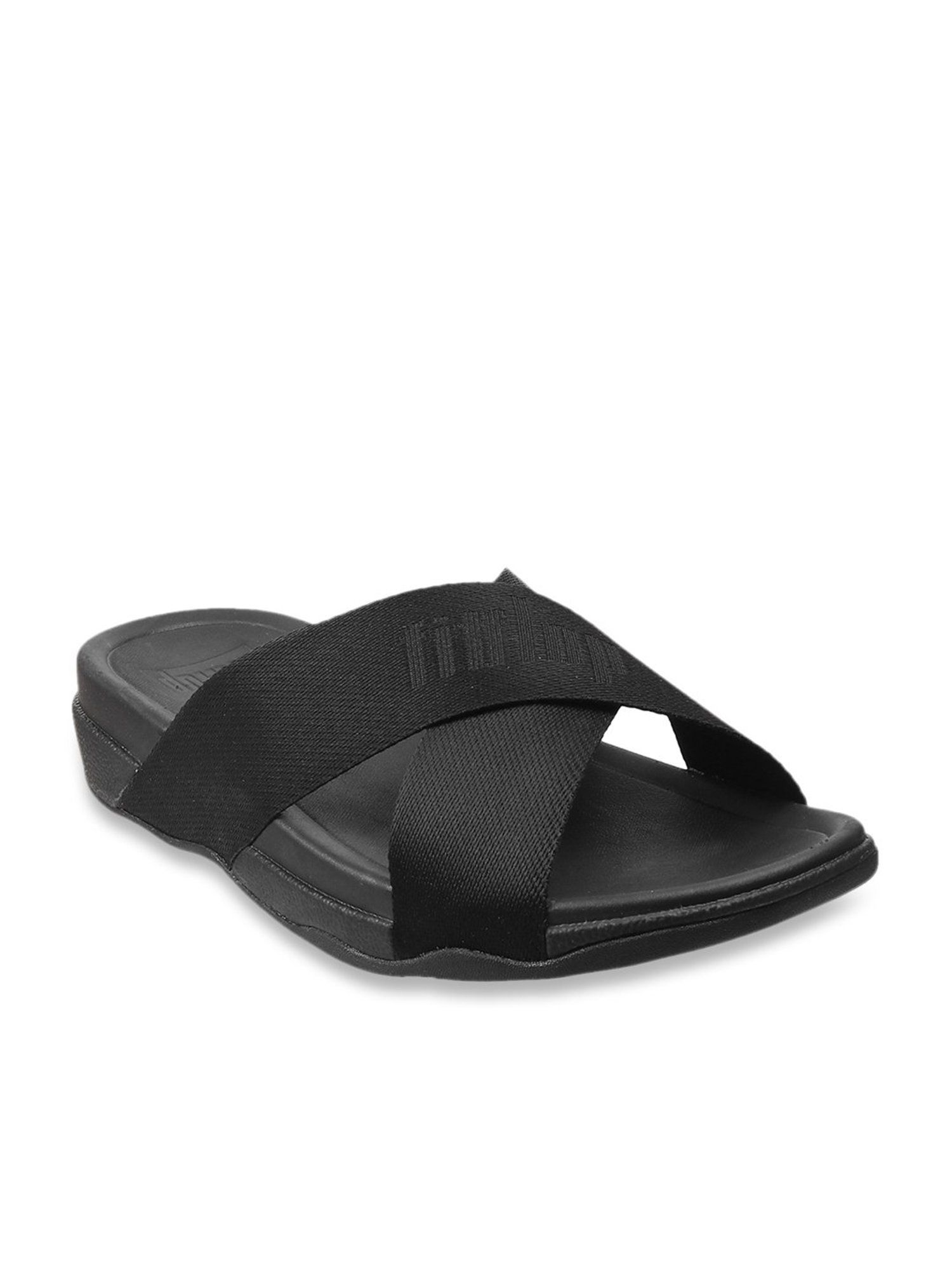 FitFlop Men's Black Cross Strap Sandals