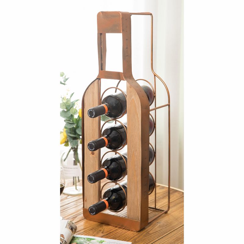 Vintiquewise Vintage Decorative Metal Bottle Shaped Freestanding 4 Wine Bottle Holder