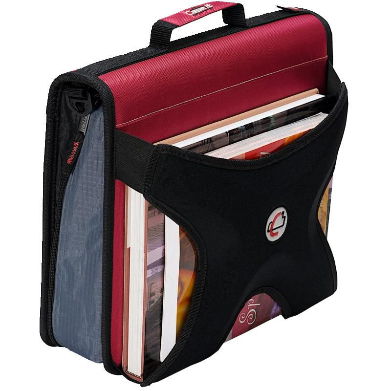 Case-it The X-Hugger Zipper Binder with Tab File, 2 Inch O-Ring, Red