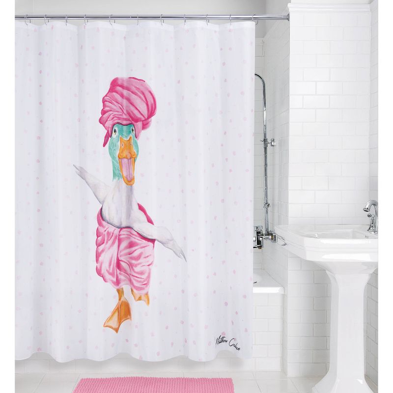 Mud Mask Duck Shower Curtain White/Pink - Allure Home Creations