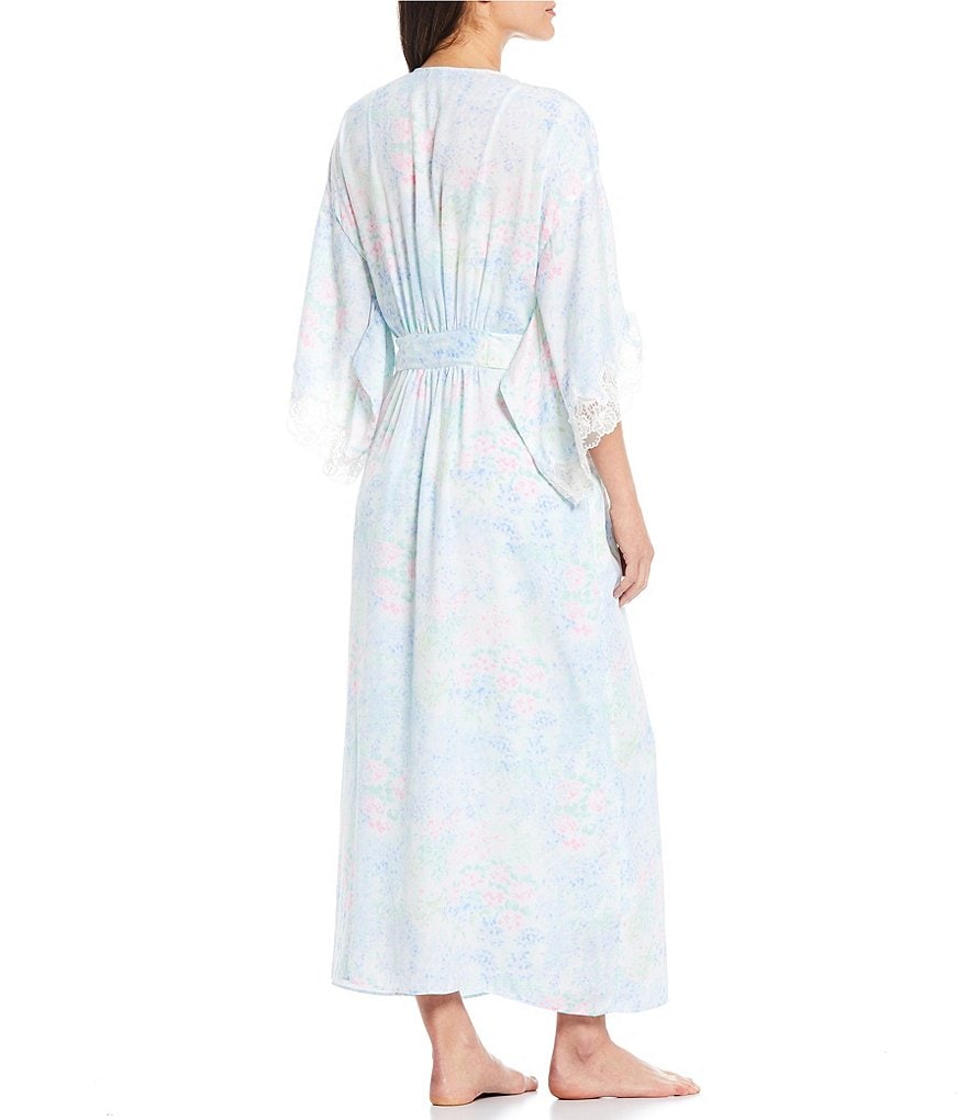 Lauren Ralph Lauren Paisley Print Satin Short Wrap Robe