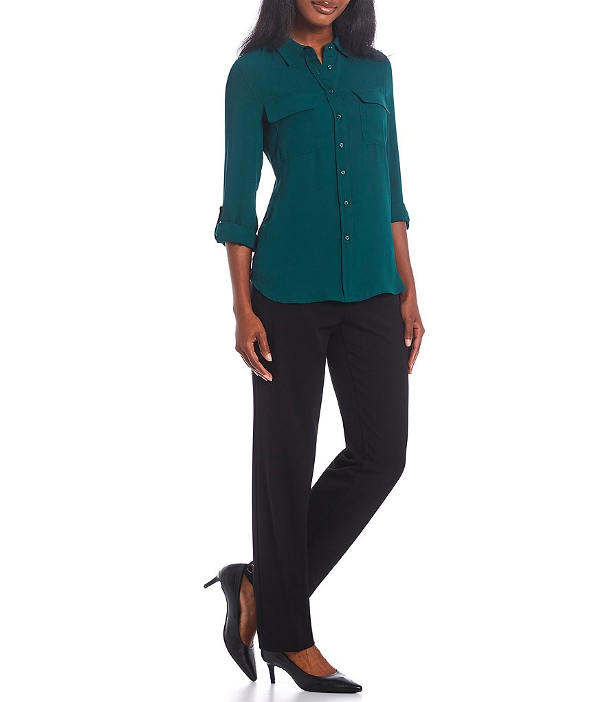 Tommy Hilfiger V-Neck Long Sleeve Printed Button Front Blouse