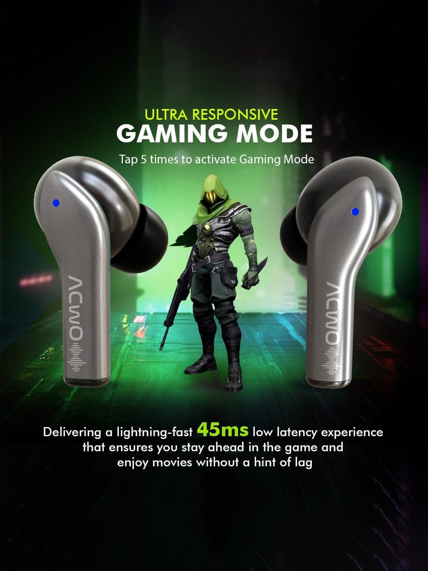 ACwO DwOTS 545 In Ear Earbuds with 48Hrs Playtime & ENC (Tinsel Grey, True Wireless)