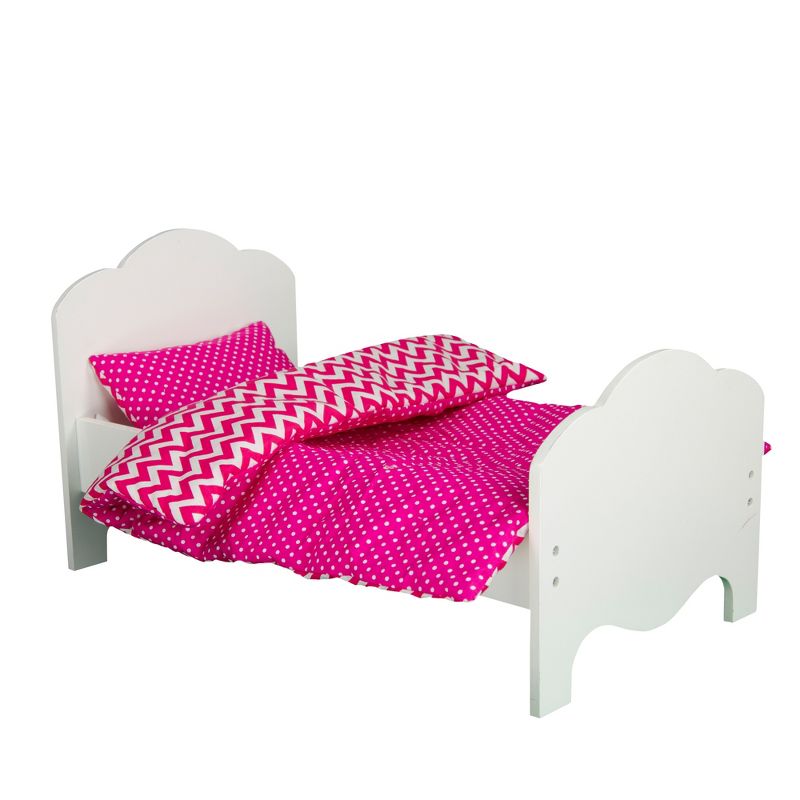Olivia's Little World - Little Princess 18" Doll Furniture - Single Bed & Bedding Set - Modern Chevron