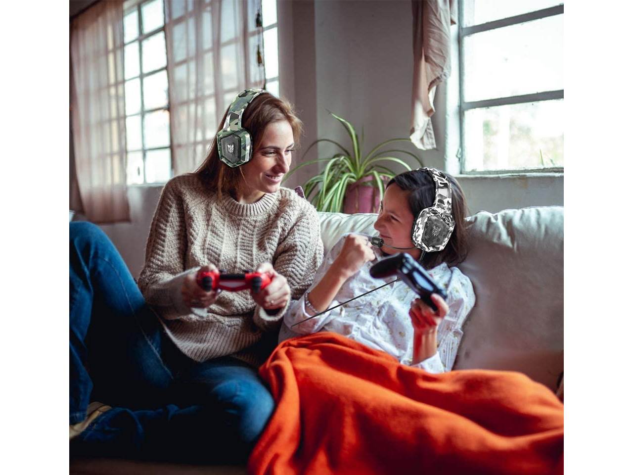 Gaming Headset for PS4, Xbox One, PC Headset w/Surround Sound, Noise Canceling Over Ear Headphones with Mic & LED Light, Compatible with PS5, PS4, Xbox One, Switch, PC, PS3, Mac, Laptop