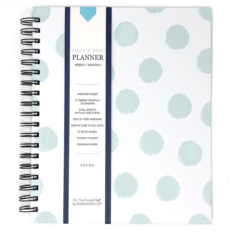 Undated Planner 8" X 10" Teal Polka Dots-Kahootie Co