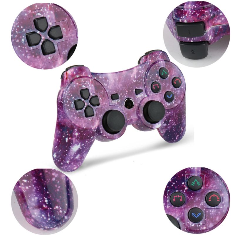 CHENGDAO PS3 Controller 2 Pack Wireless Dual Shock Gamepad for Sony Playstation 3 with Charging Cord (Black + red )