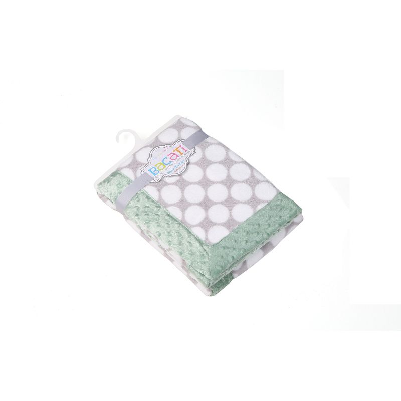 Bacati - Grey Dots with Solid Border Blanket (Grey Dots/Mint Border)
