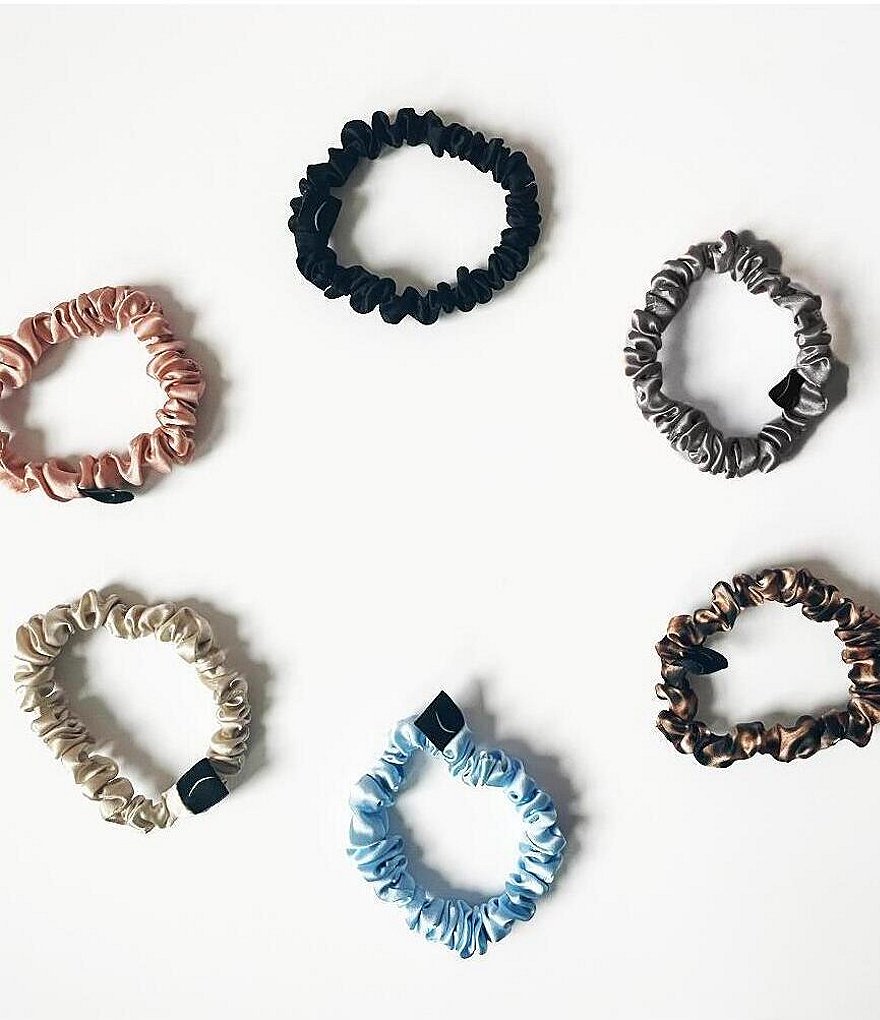 NIGHT 100% Silk Thin Scrunchies - 6 pack