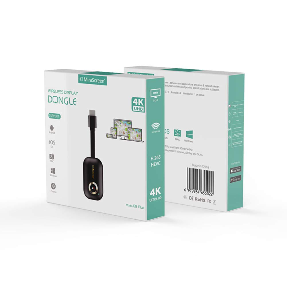 4K HDMI Wireless Display Dongle,WiFi HDMI Adapter Connector Support Airplay DLNA Miracast for iOS Android/Windows/Mac (Black)