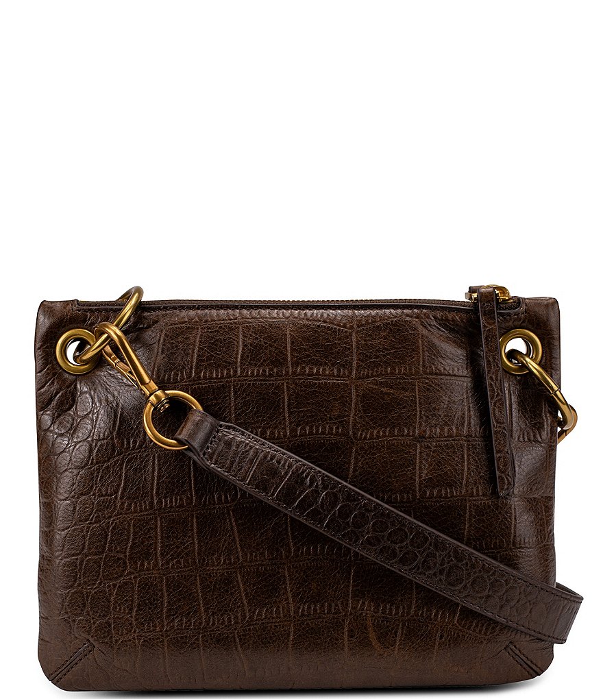 Margot Kiera Double Zip Crocodile-Embossed Leather Crossbody Bag