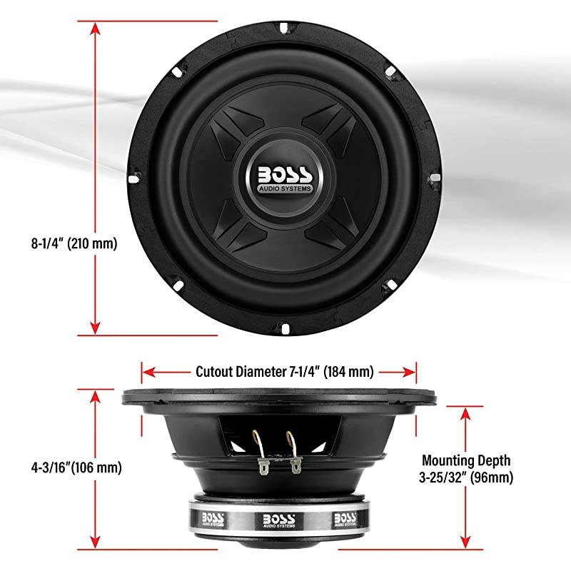 CXX8 8 Inch Car Subwoofer 600 Watts Maximum Power Single 4 Ohm Voice Coil Easy Mounting Sold Individually