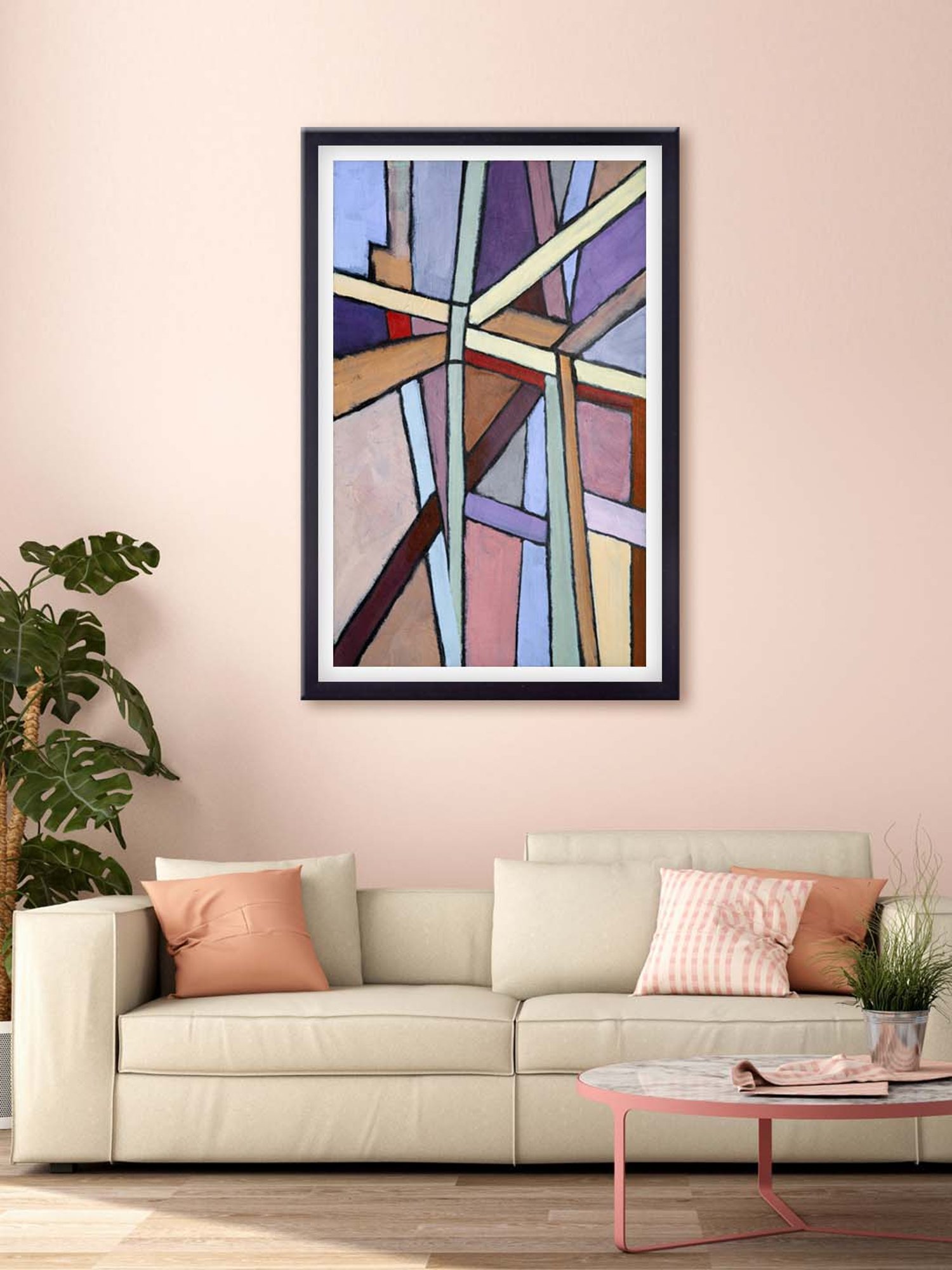 999store Purple & Brown Abstract Printed Canvas Painting