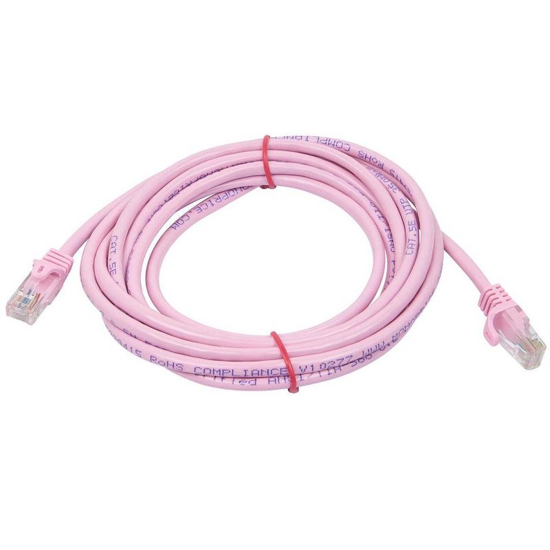 Monoprice Flexboot Cat5e Ethernet Patch Cable - Network Internet Cord - RJ45, Stranded, 350Mhz, UTP, Pure Bare Copper Wire, 24AWG, 10ft, Pink