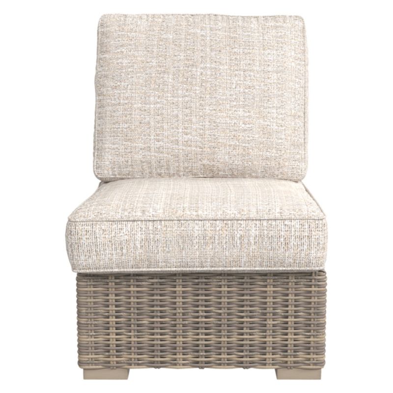 Beachcroft Armless Chair with Cushion - Beige  - Outdoor by Ashley