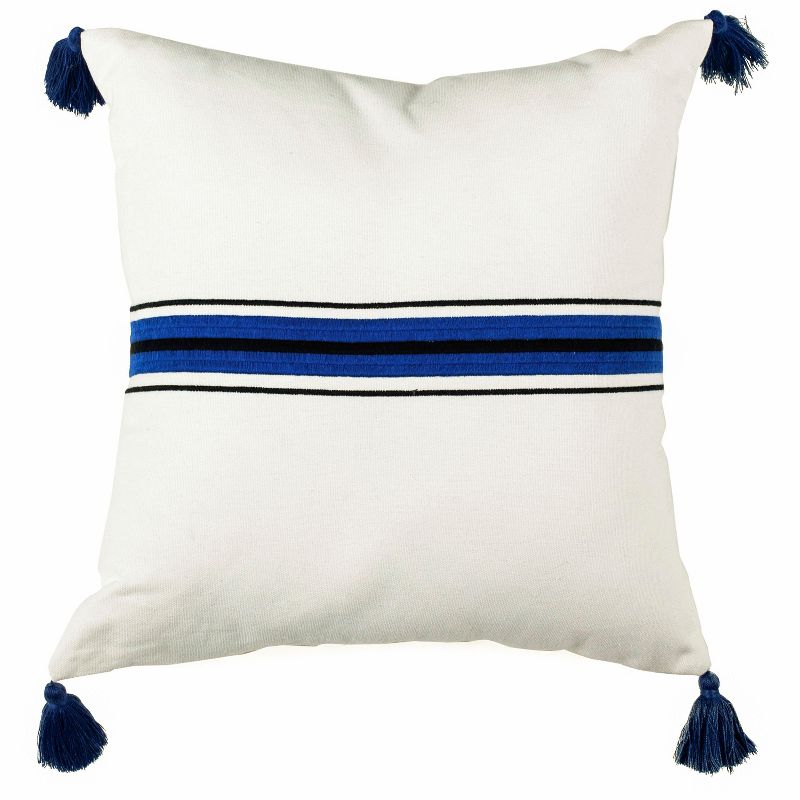 Orlanda Pillow - White/Navy - 16" x 16" - Safavieh
