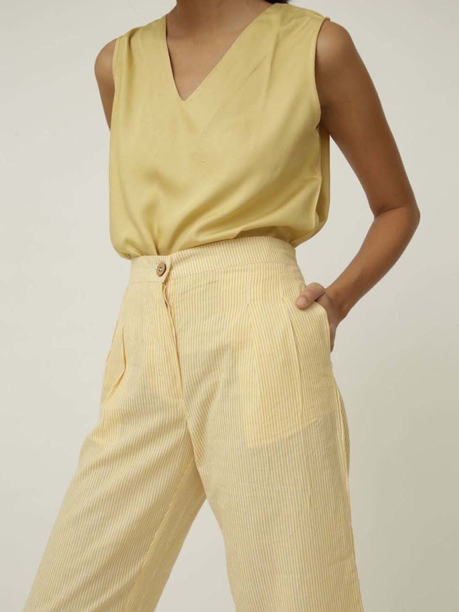 Saltpetre Sustainable Organic Barrel Leg Pants - Yellow