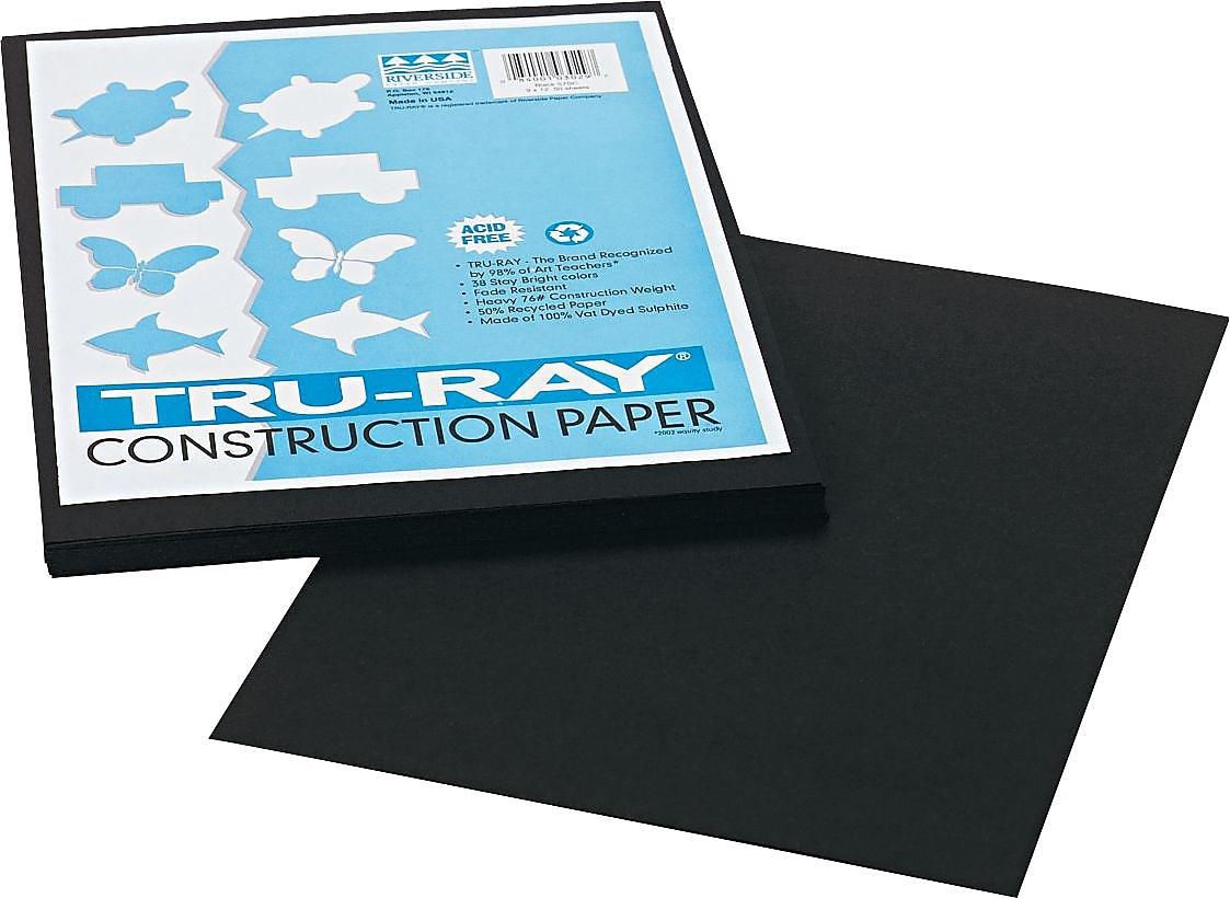 Tru-Ray Construction Paper, 76lb, 9 x 12, Black, 50/Pack 103029
