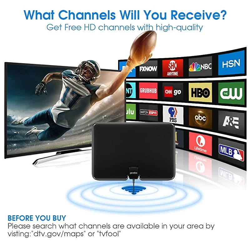 TV Antenna,  HD TV Antenna for Digital TV Indoor, 130 Miles Range Indoor TV Digital HD Antenna Support 4K HD Digital TV Indoor Antenna with Amplifier Signal Booster/USB Power Supply.