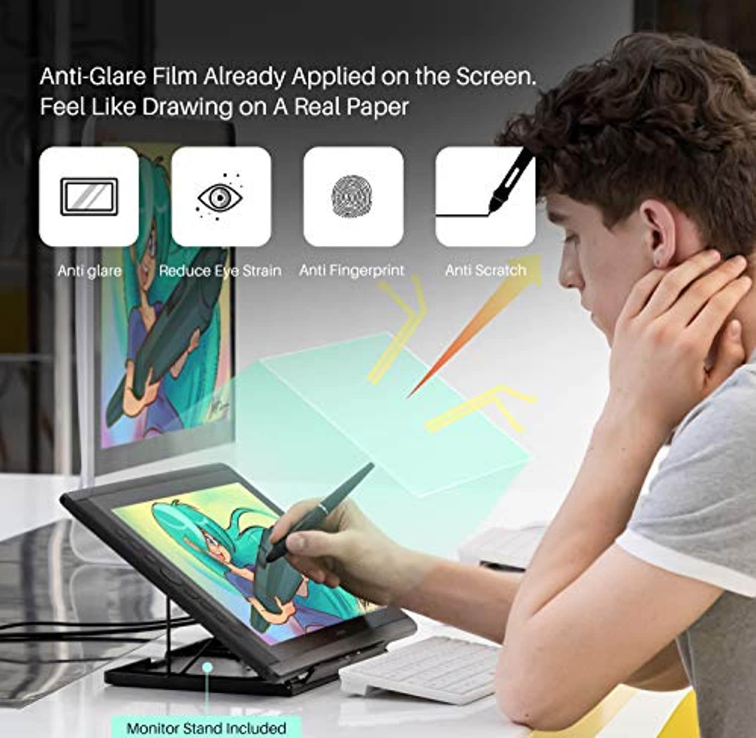 Artisul D16 15.6 Inch Drawing Tablet with Screen FHD Graphics Drawing Monitor Pen Display with 8192 Levels Pen Pressure 7 Customized Shortcut Keys and a Dial for Drawing,Design and Home O (ArtisulD16)