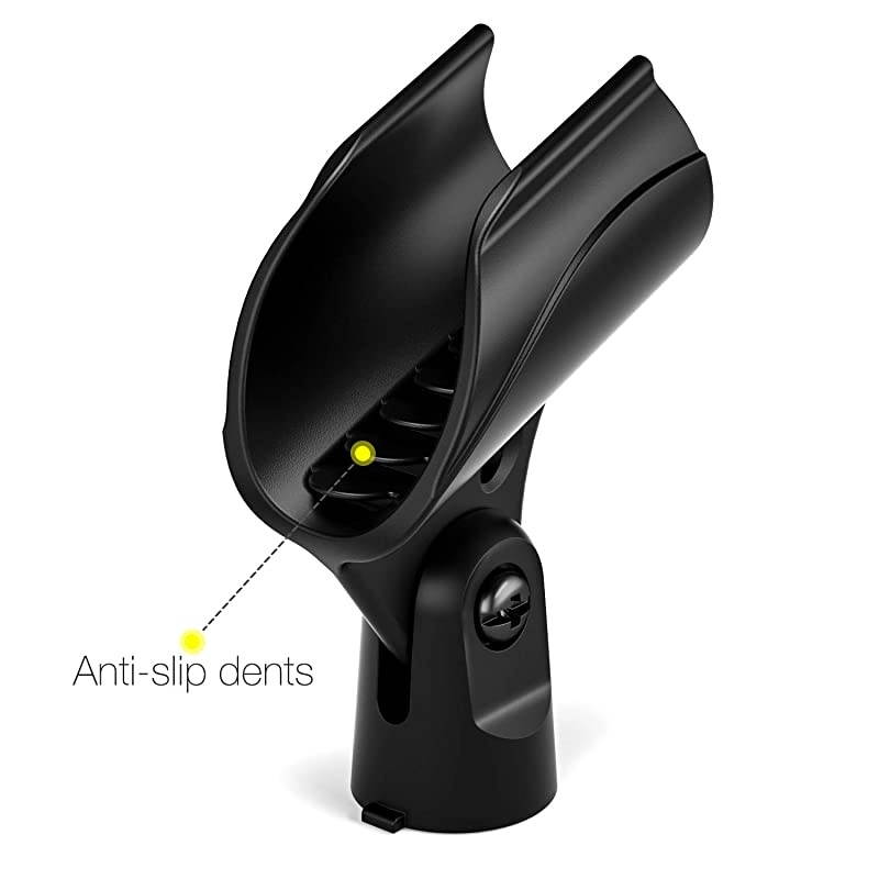 Universal Microphone Mic Clip Holder for Mic Stand with 5/8" Male to 3/8" Female Adapter, 2-pack