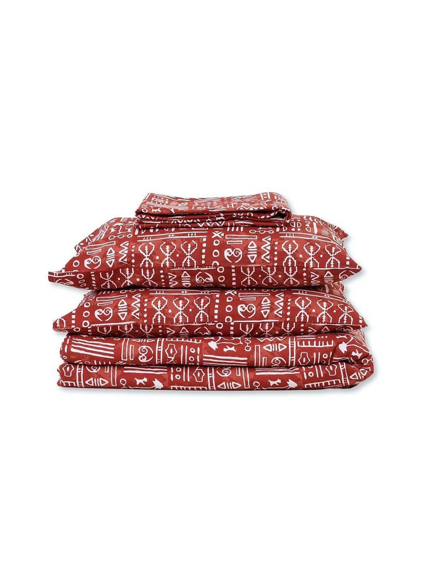 House This Gamathi Rust 150 TC Cotton Double Bedsheet Set