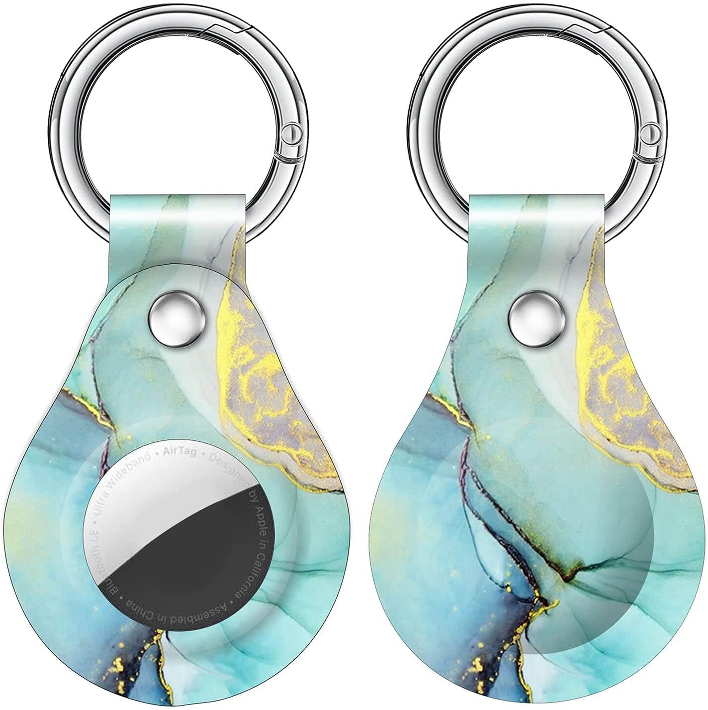 Maxjoy Compatible with AirTag Case, Cute Protective Case with Anti-Lost Keychain Shockproof Scratch Resistant Skin Cover Designed for Apple AirTag Tracker Device Key Phone Finder 2021, Mint Green