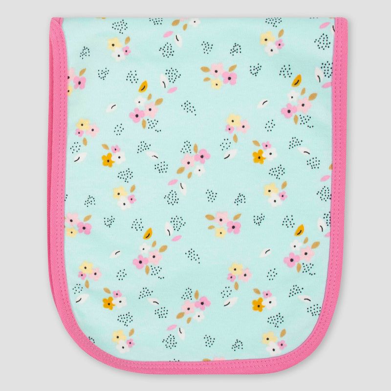 Gerber Baby Girls' 4pk Fox Interlock and Terry Burp Cloth Set - Blue