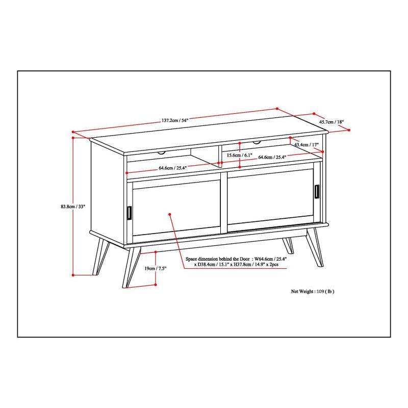 54" Tall Tierney Solid Hardwood Mid Century TV Stand Teak Brown - WyndenHall